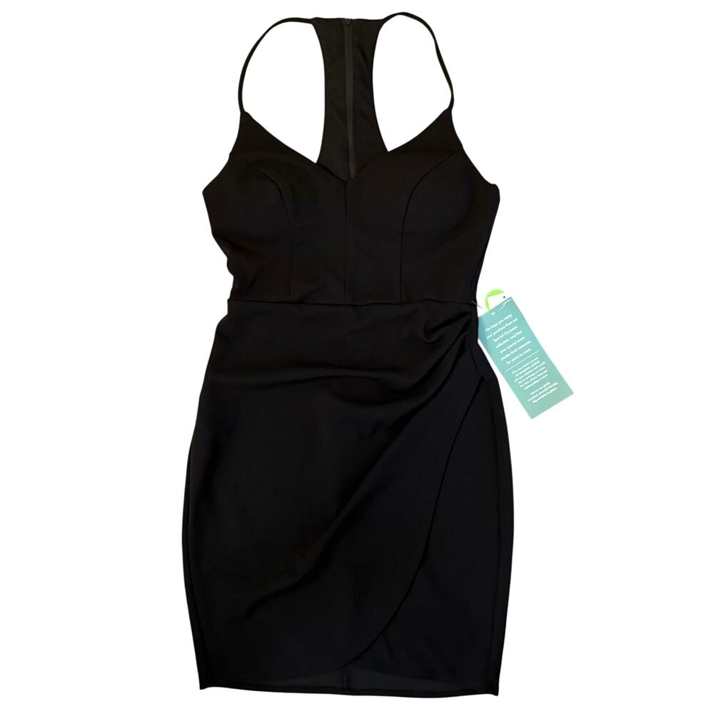 NWT B.‎ Smart Black Bodycon Dress Tulip Hem Racerback Juniors Size 7 HOCO
